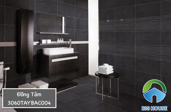Gạch Đồng Tâm ốp tường nhà tắm màu đen 3060TAYBAC004